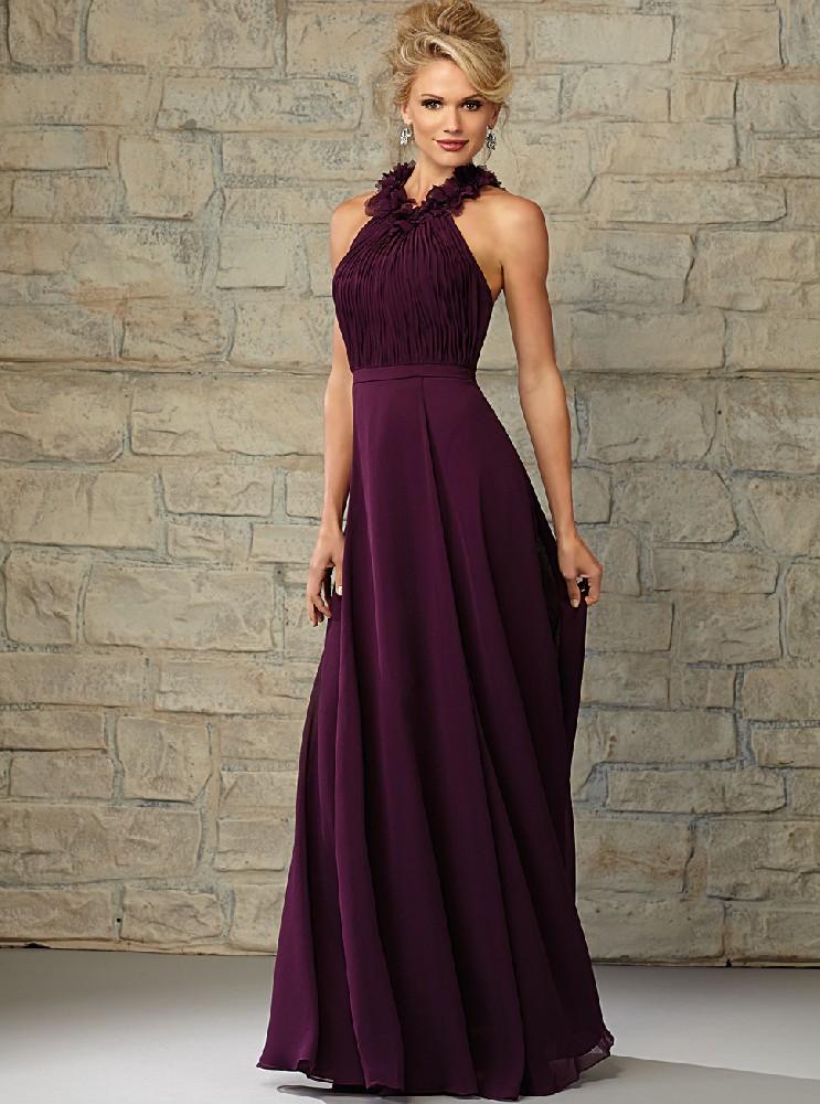 欧式长款晚礼服定做批发新款紫色雪纺婚礼晚礼服LIFU6092
