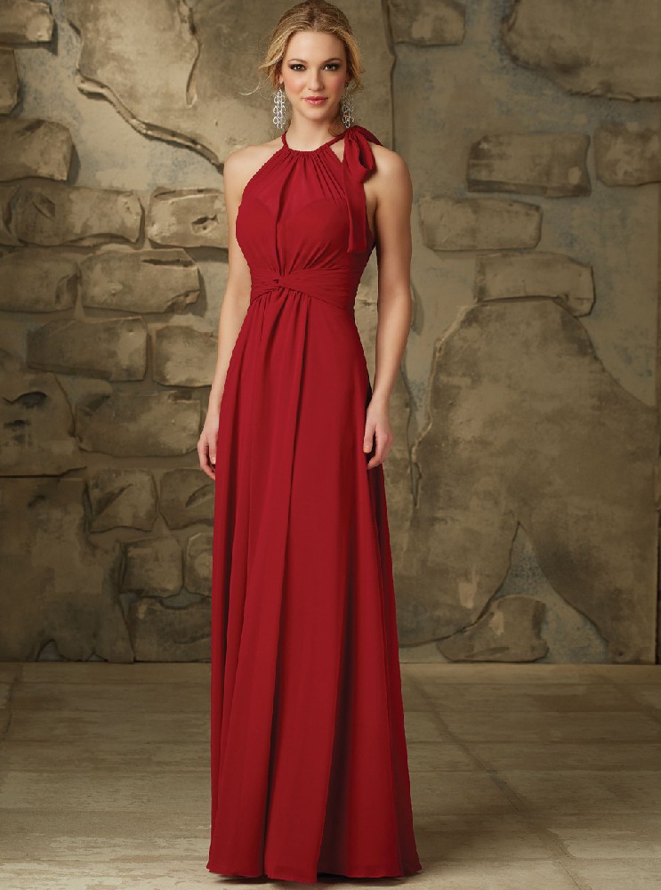 酒红色雪纺长裙批发新款欧式公主式高腰晚礼服女装LIFU6065