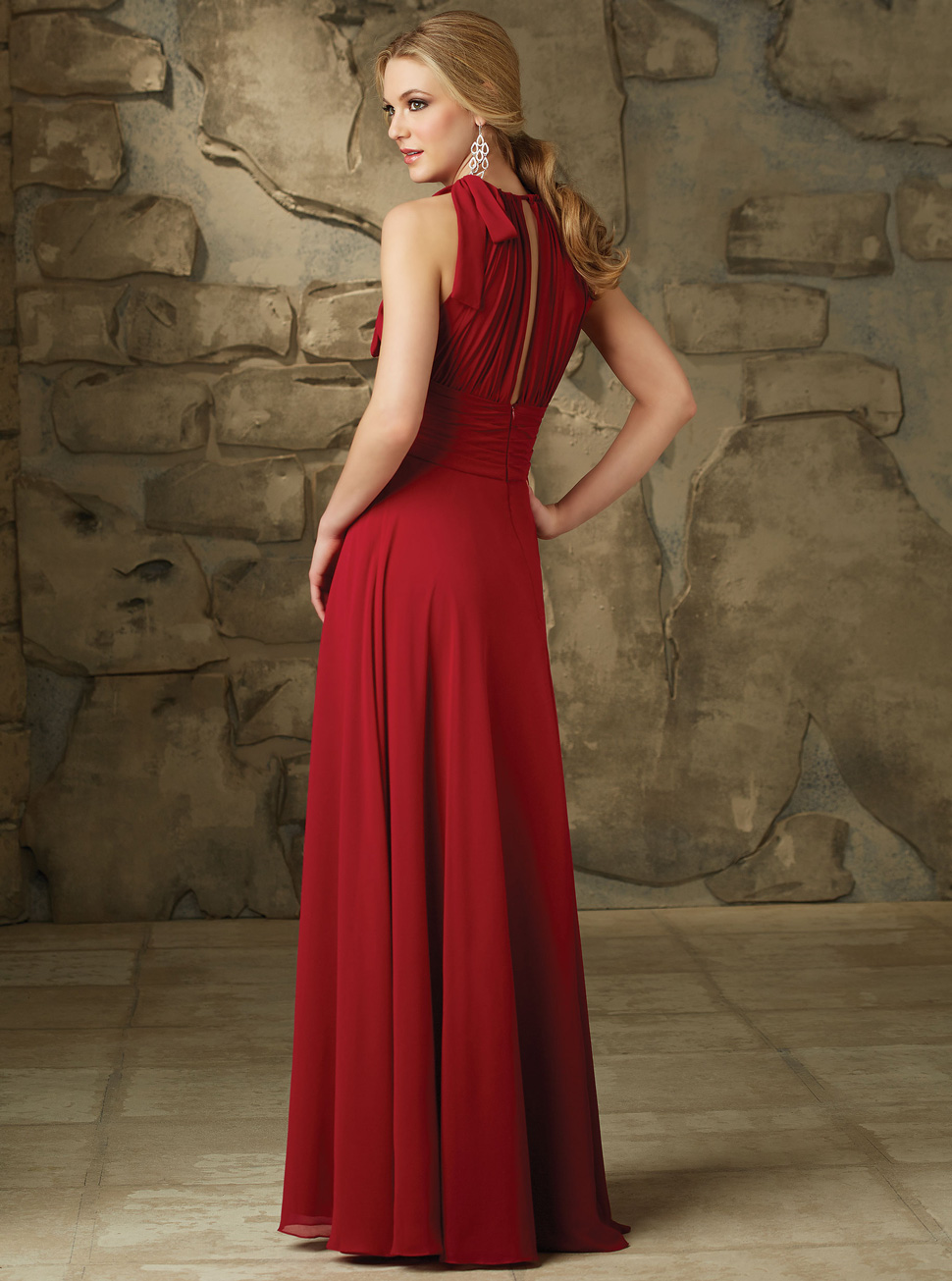 酒红色雪纺长裙批发新款欧式公主式高腰晚礼服女装LIFU6065