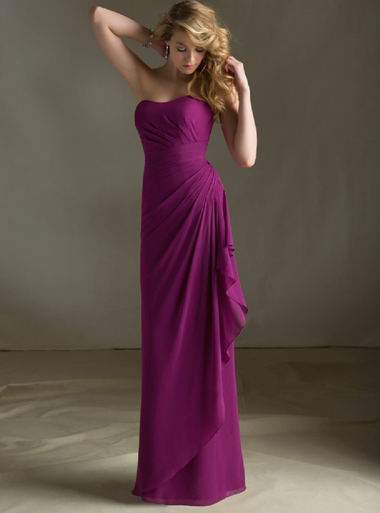 紫色抹胸雪纺长裙新款欧式宫廷婚礼新娘晚礼服定制LIFU6082
